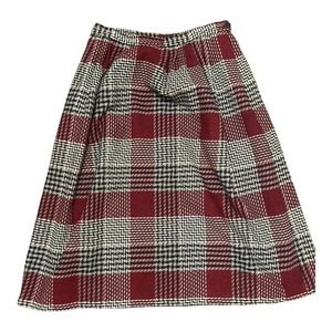 Vintage Holiday Christmas Wool Skirt Plaid checkered A line Teacher Skirt‎ 18/12
